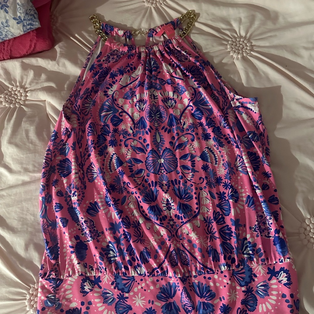 Lilly Pulitzer Pink and Blue Tank Top with Flowy Design